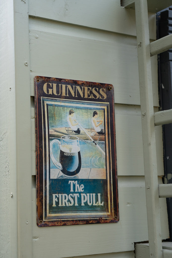 Guinness The First Pull Tin Metal Sign