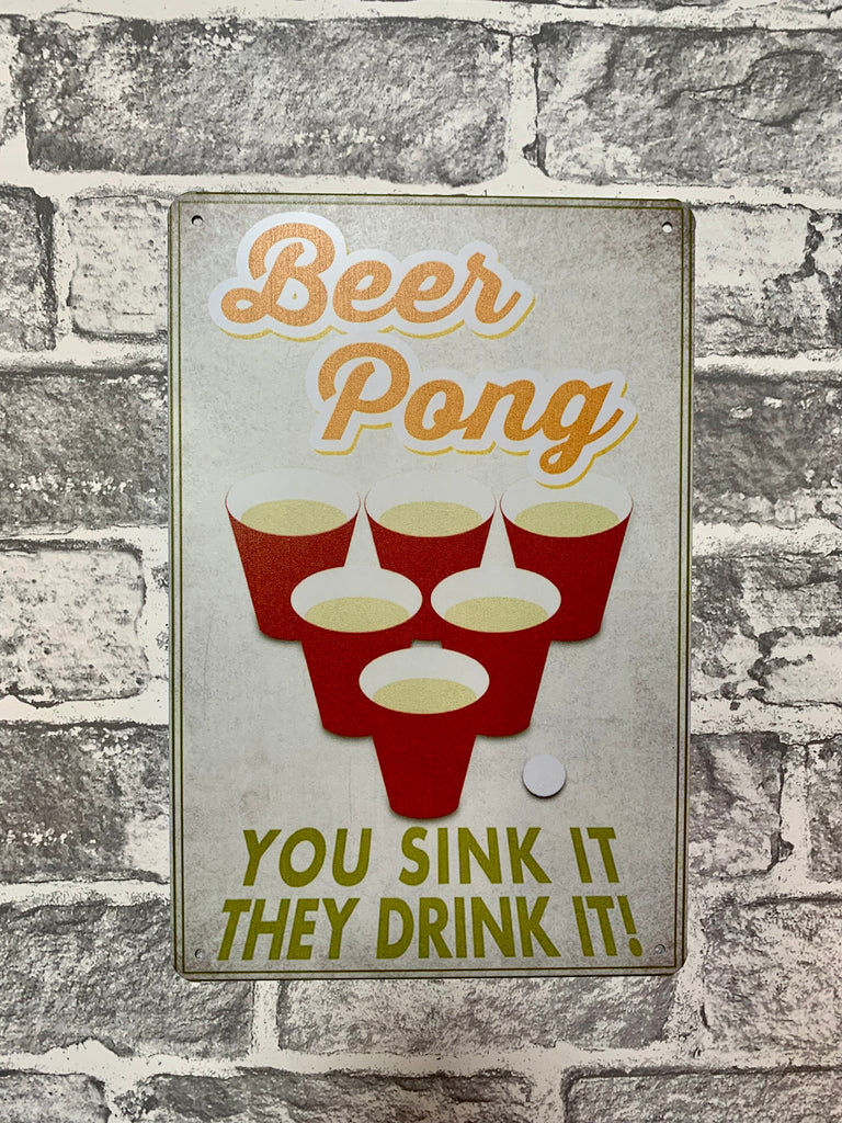 Beer Pong Tin Metal Sign