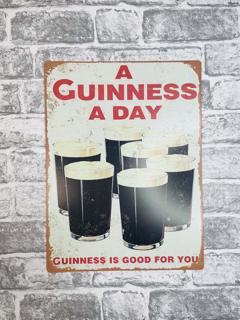 Guinness A Day Tin Metal Sign